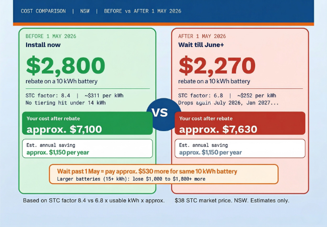 how much does solar battery cost after May 2026