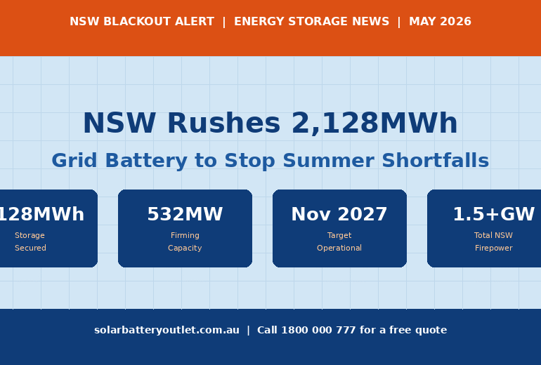 NSW Blackout: Govt Rushes 2,128MWh Grid Battery Now