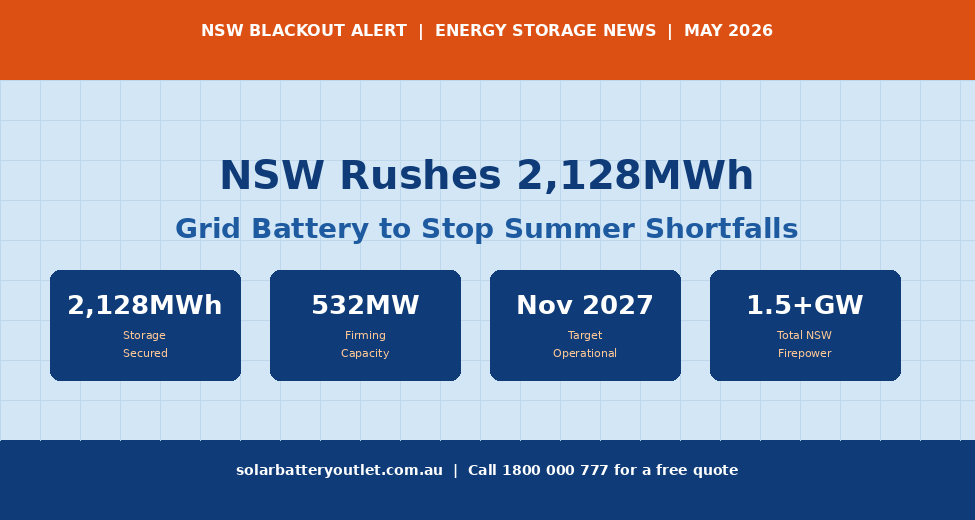 NSW Blackout: Govt Rushes 2,128MWh Grid Battery Now