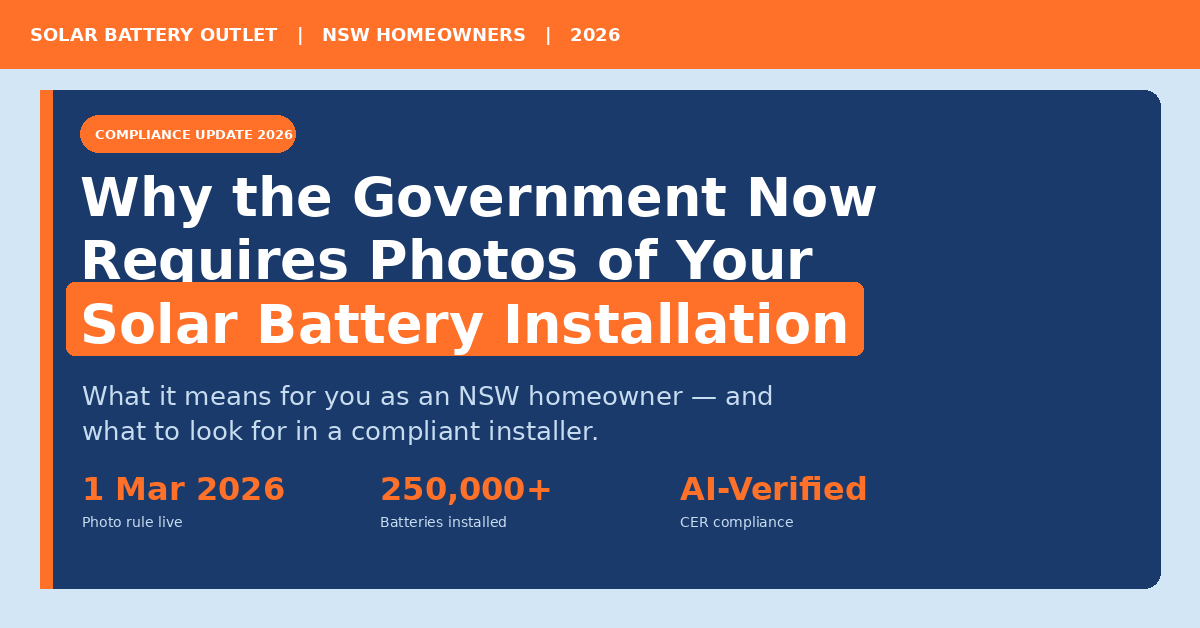 Solar battery photo requirements NSW homeowners 2026 compliance guide
