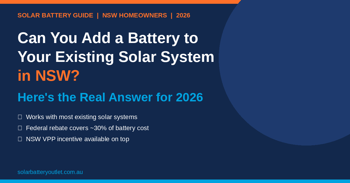 Can You Add a Battery to Your Existing Solar System in NSW