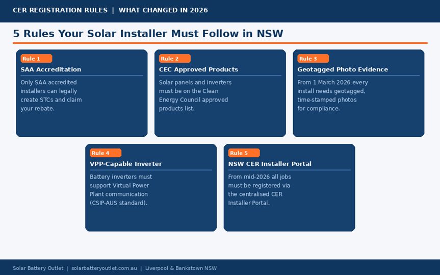 5 CER registration rules your solar panel installer in NSW 