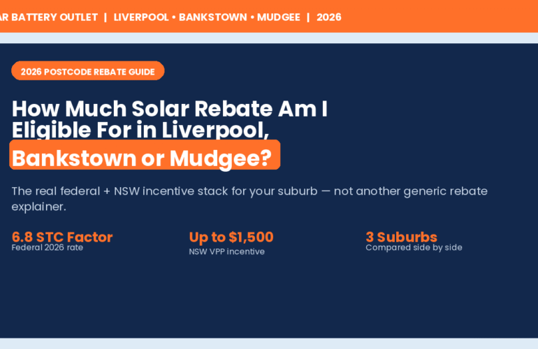 2026 postcode guide comparing solar battery rebates in Liverpool, Bankstown and Mudgee, NSW