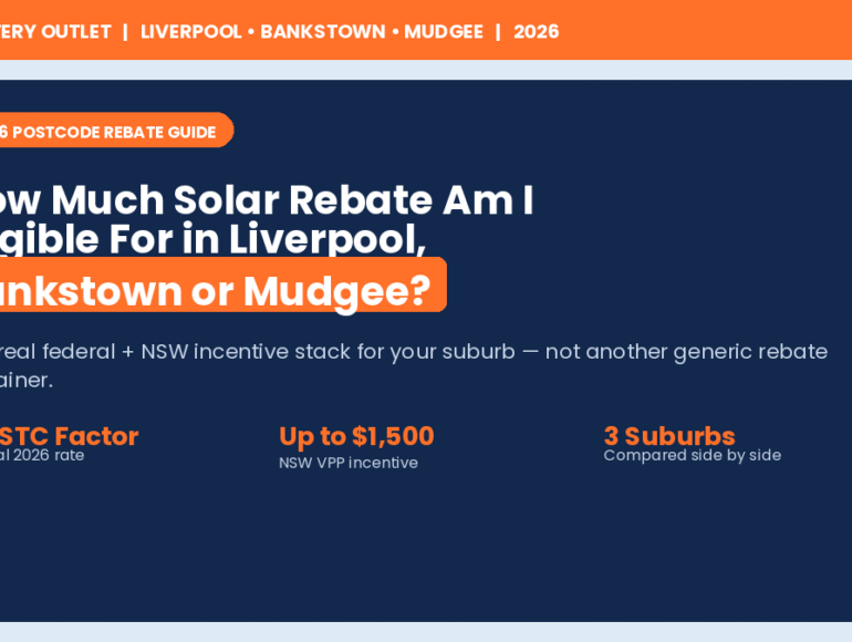 2026 postcode guide comparing solar battery rebates in Liverpool, Bankstown and Mudgee, NSW