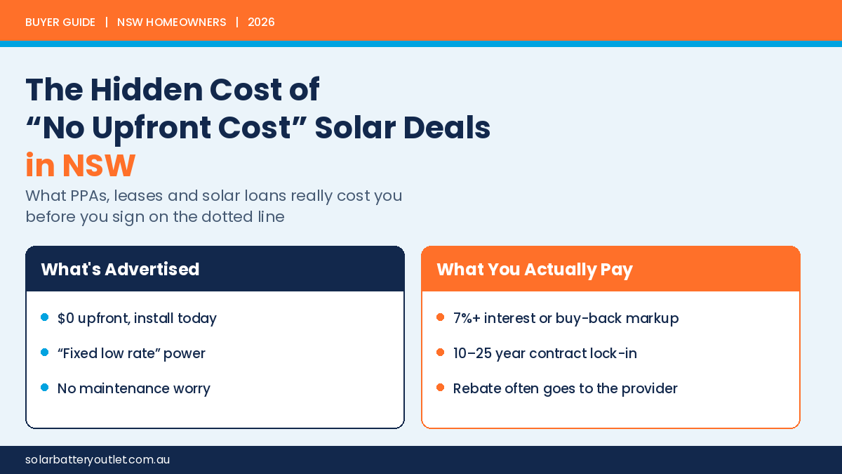 Comparison of advertised no upfront cost solar deal versus real cost in NSW