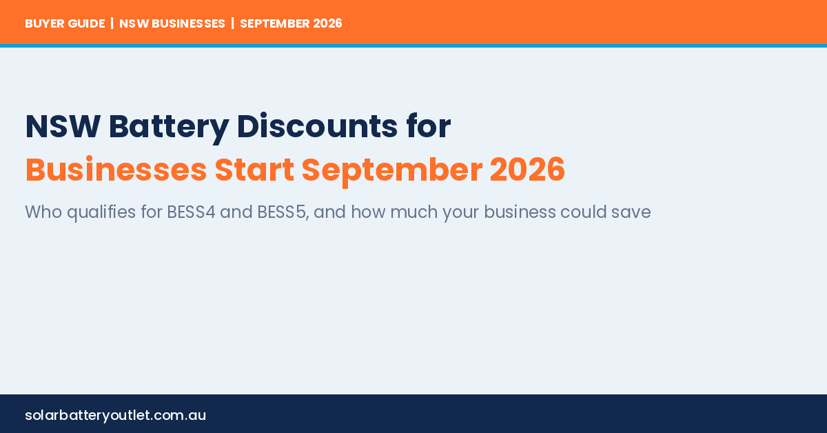 NSW Battery Discounts for Businesses Start September 2026
