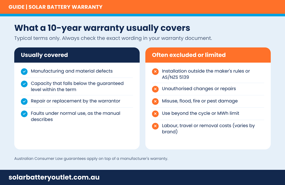 10-year warranty covered vs excluded