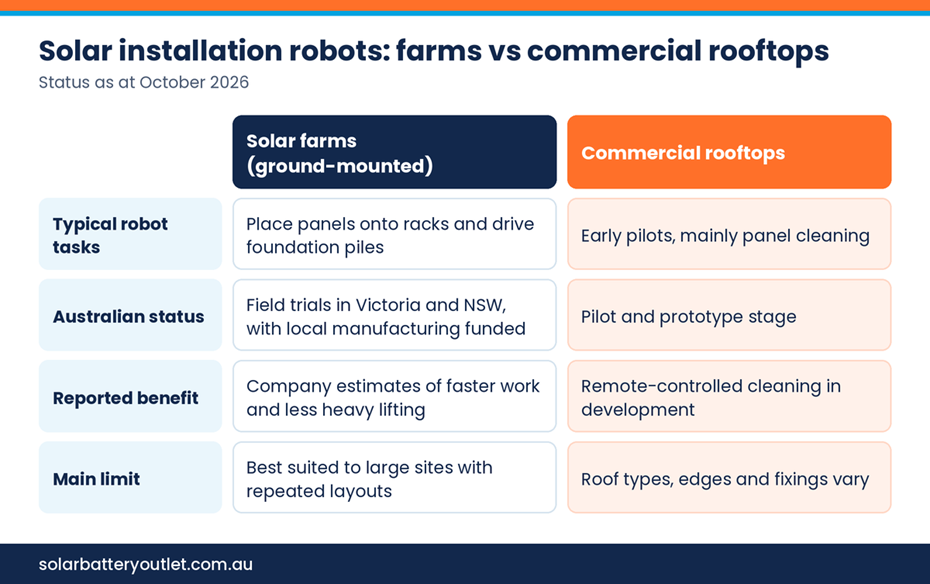 Solar installation robots: farm vs commercial