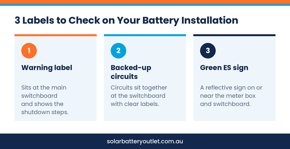 Three labels to check on a home battery installation
